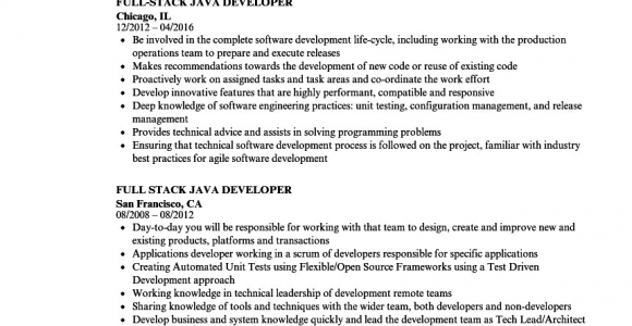 Sample Resume for 1 Year Experienced Java Developer Java Developer Resume Sample