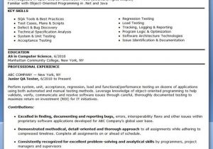 Sample Resume for 6 Months Experience In software Testing Qa software Tester Resume Sample Entry Level