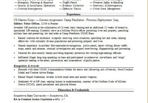 Sample Resume for A Military to Civilian Transition Police Ficer Military to Civilian Resume Sample