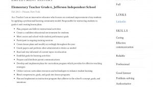 Sample Resume for A New Elementary School Teacher Teacher Resume & Writing Guide 12 Samples Pdf