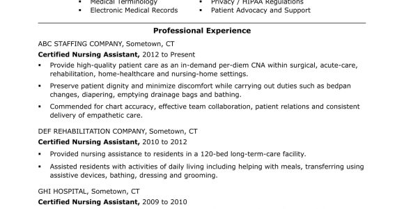 Sample Resume for A Nursing assistant Job Cna Resume Examples: Skills for Cnas Monster.com