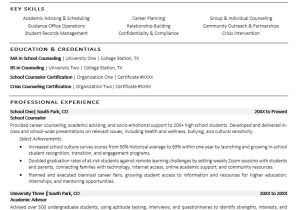 Sample Resume for A Outreach Counselor School Counselor Resume Sample Monster.com