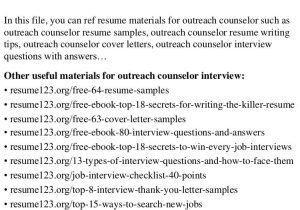 Sample Resume for A Outreach Counselor top 8 Outreach Counselor Resume Samples