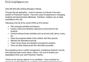 Sample Resume for A Perschool Teacher Position Preschool Teacher Cover Letter Examples – Qwikresume