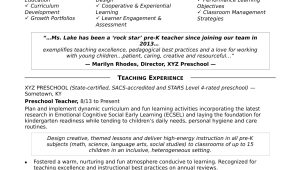 Sample Resume for A Perschool Teacher Position Preschool Teacher Resume Sample Monster.com