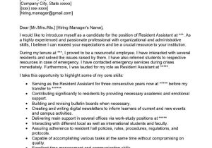 Sample Resume for A Resident Advisor Resident assistant Cover Letter Examples – Qwikresume
