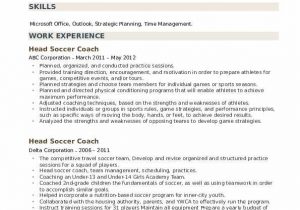 Sample Resume for A soccer Coach Head soccer Coach Resume Samples