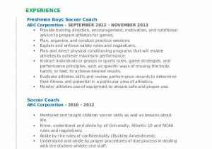 Sample Resume for A soccer Coach soccer Coach Resume Samples