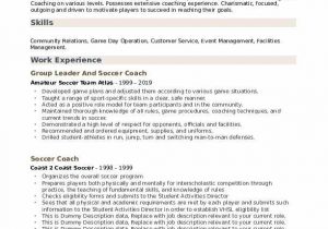 Sample Resume for A soccer Coach soccer Coach Resume Samples