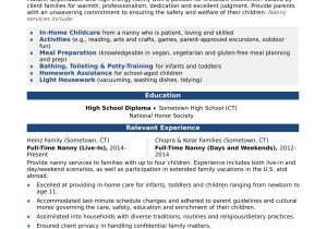 Sample Resume for A Starting Career Pet Care Nanny Resume Monster.com