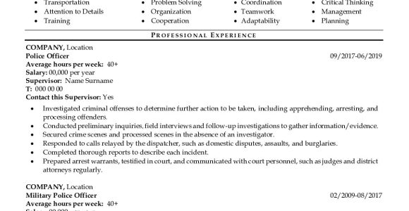 Sample Resume for A Supervisor In Law Enforcement Police Officer Resume Example Pdf – Entry Level Cv Sample Resumegets