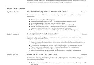 Sample Resume for A Teacher Aide Teaching assistant Resume & Writing Guide  12 Templates Pdf