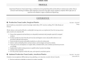 Sample Resume for A Team Leader Position Full Guide: Production Team Leader Resume 12 Examples