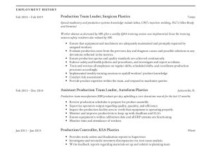 Sample Resume for A Team Leader Position Full Guide: Production Team Leader Resume 12 Examples