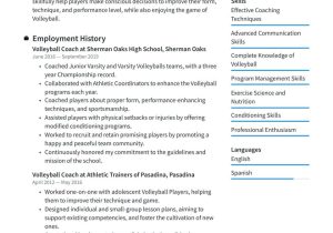 Sample Resume for A Tennis Coach Position Volleyball Coach Resume Examples & Writing Tips 2022 (free Guide)