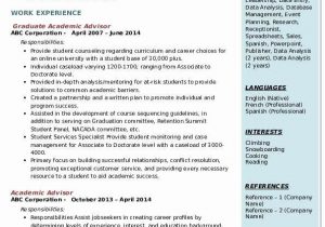 Sample Resume for Academic Advisor Position Academic Advisor Resume No Experience Lovely Academic