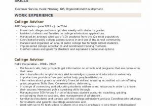 Sample Resume for Academic Advisor Position College Advisor Resume Samples