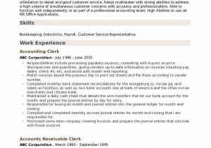 Sample Resume for Accounting Clerk with Experience Accounting Clerk Resume Samples