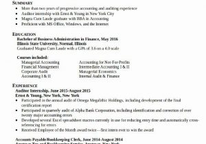 Sample Resume for Accounting Graduate without Experience College Student Accounting Sample Resume for Fresh