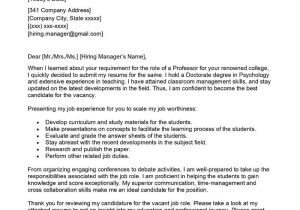 Sample Resume for Adjunct Faculty Position Adjunct Professor Cover Letter Examples – Qwikresume