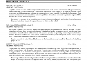 Sample Resume for Adjunct Professor Position Adjunct Professor Resume