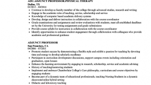 Sample Resume for Adjunct Professor Position Adjunct Professor Resume