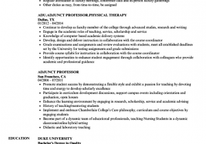 Sample Resume for Adjunct Professor Position Adjunct Professor Resume