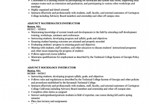 Sample Resume for Adjunct Professor Position Adjunct Professor Resume Sample
