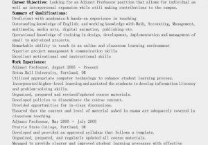 Sample Resume for Adjunct Professor Position Resume Samples Adjunct Professor Resume Sample