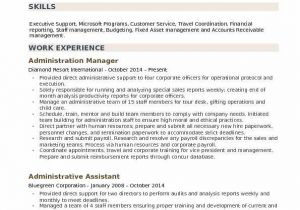 Sample Resume for Administration Manager In India Administration Manager Resume Samples