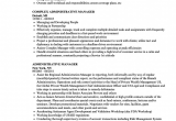 Sample Resume for Administration Manager In India Administrative Manager Resume Sample