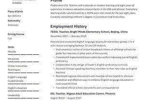 Sample Resume for Adult Esl Students 19 Esl Teacher Resume Examples & Writing Guide 2022