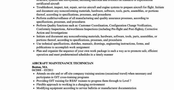 Sample Resume for Aircraft Maintenance Technician Ojt Lovely Aircraft Maintenance Technician Resume Talktomartyb