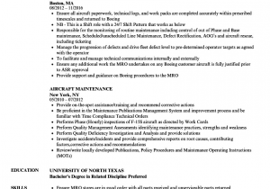 Sample Resume for Aircraft Maintenance Technician Ojt Resume for Aircraft Maintenance Technician Resume