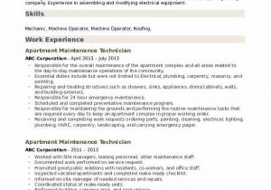Sample Resume for Apartment Maintenance Technician Apartment Maintenance Technician Resume Samples