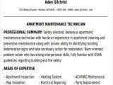 Sample Resume for Apartment Maintenance Worker Free 9 Sample Maintenance Technician Resume Templates In