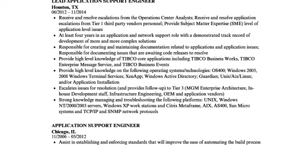 Sample Resume for Application Support Engineer Java Resume with Production Suport the Blog Spirit