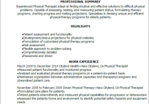 Sample Resume for Applying to Physical therapy School Physical therapists Resume