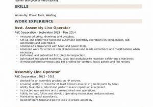 Sample Resume for assembly Line Operator assembly Line Operator Resume Samples