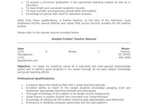 Sample Resume for assistant Professor Fresher Fresher Teacher Resume