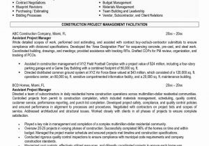 Sample Resume for assistant Project Manager Construction assistant Manager Resume Sample Inspirational Project Manager …