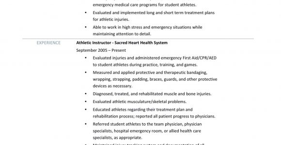 Sample Resume for athletic Trainer Position athletic Trainer Resume Samples Tips and Templates