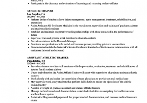 Sample Resume for athletic Trainer Position Resume for athletic Trainer