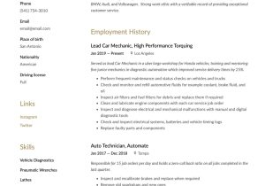 Sample Resume for Auto Body Painter Car Mechanic Resume & Guide 19 Resume Examples 2020