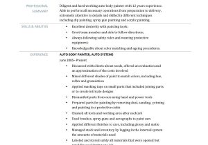 Sample Resume for Auto Body Painter Painters Resume Sample