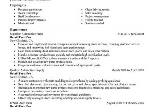 Sample Resume for Auto Parts Manager Auto Parts Clerk Resume October 2021