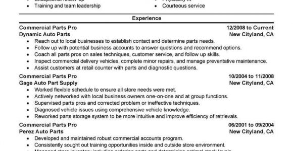 Sample Resume for Auto Parts Manager Spare Parts Salesman Resume October 2021