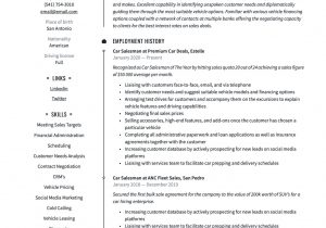 Sample Resume for Automobile Sales Executive Car Salesman Resume & Writing Guide  17 Resume Templates 2021