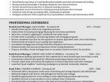 Sample Resume for Bank Branch Operations Manager Bank Branch Manager
