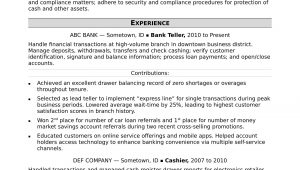 Sample Resume for Bank Teller with Experience Bank Teller Resume Sample Monster.com
